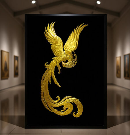 تابلو ورق طلا (روکش طلا)طرح سیمرغ - هدیه ای نفیس