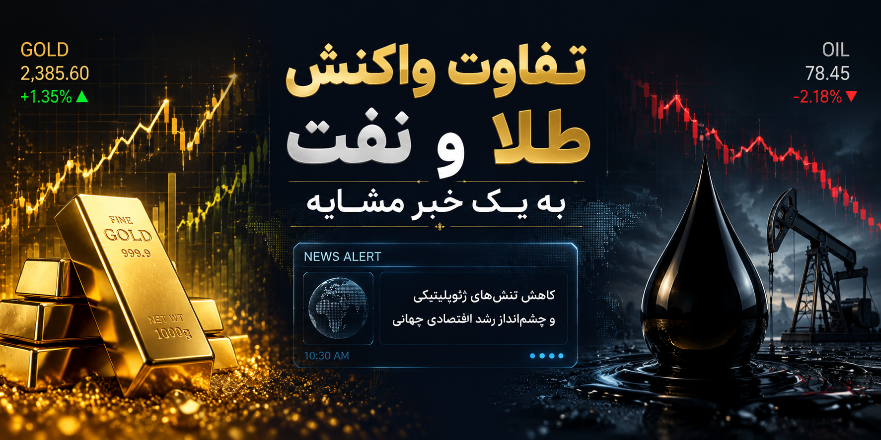 تفاوت واکنش طلا و نفت به یک خبر مشابه